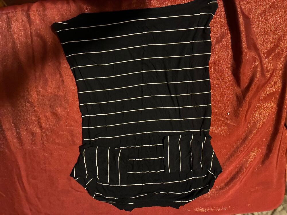 Banana Republic Dress Womens S Striped Knit Short Sleeve Pocket Black